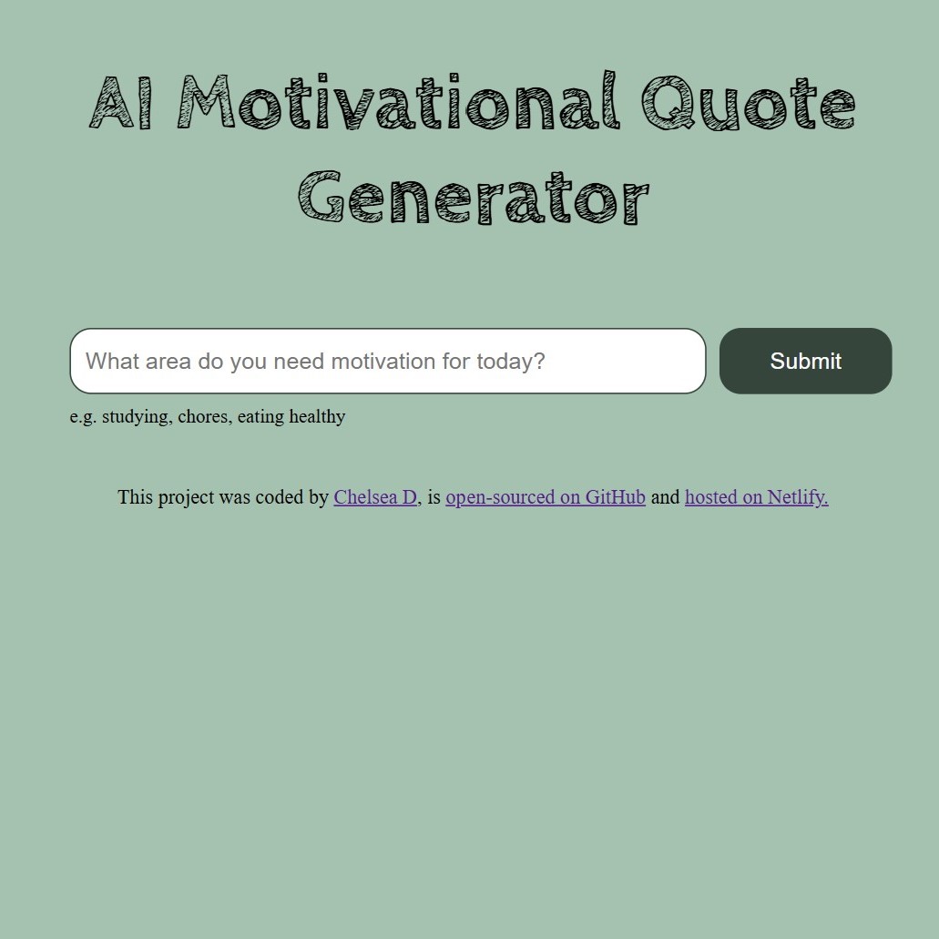 A webpage with an AI motivational quote generator.